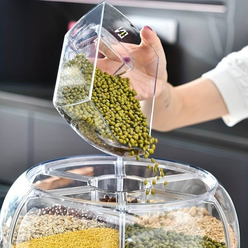 Dispenser De Alimentos Giratório 360 Graus Com 6 Divisões + Brinde HOJE