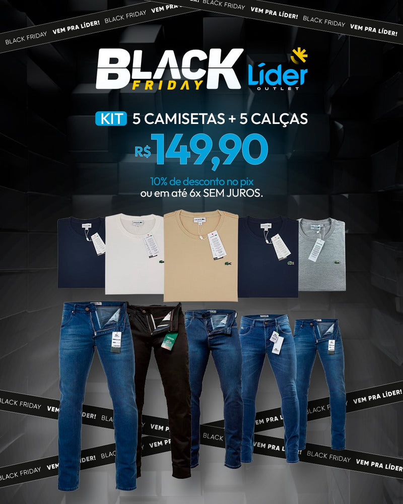 05 CALÇA JEANS LACOSTE + 05 CAMISETAS LACOSTE REGULAR FIT PROMOÇÃO