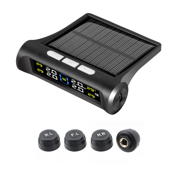 Sensor de Pressão de Pneu USB com Carregamento Solar [ALTA PRECISÃO]