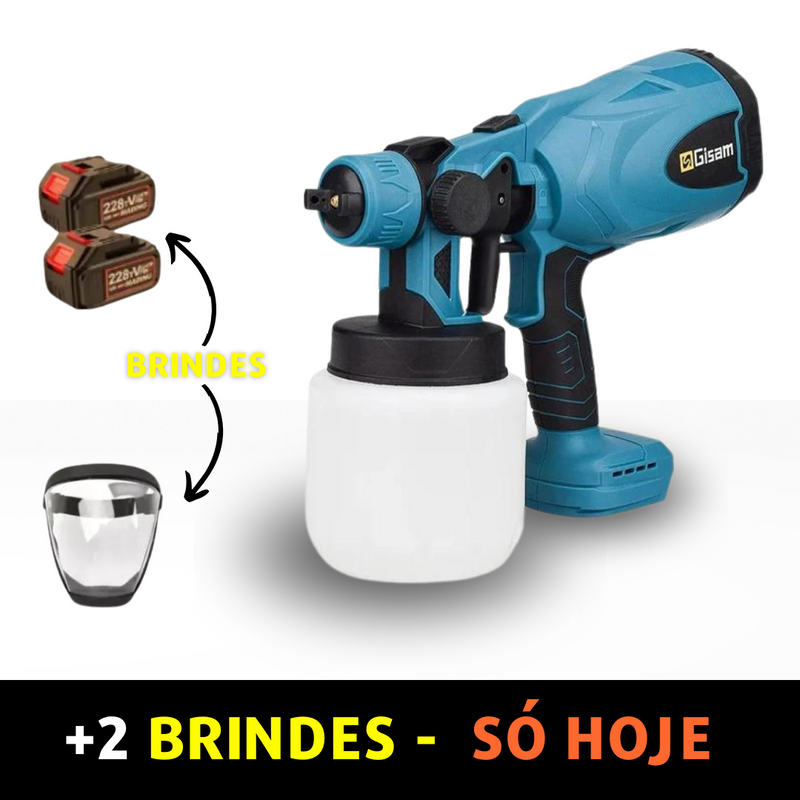 Pistola de Pintura Pulverização HVLP à Bateria 20V 1200ml com Carregador Bivolt - DKG21K3Y-S1