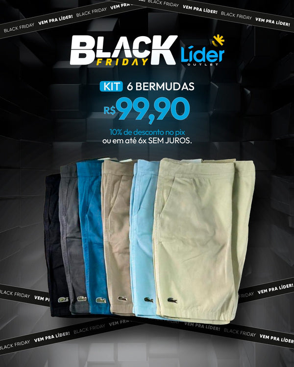 KIT COM 06 BERMUDAS SARJA PREMIUM LACOSTE