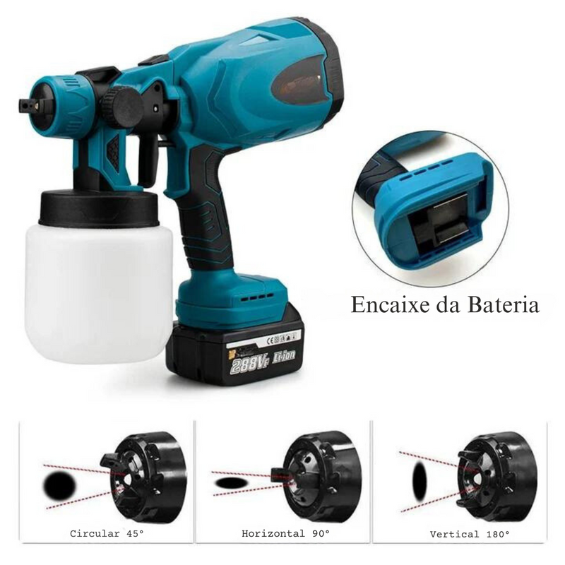 Pistola de Pintura Pulverização HVLP à Bateria 20V 1200ml com Carregador Bivolt - DKG21K3Y-S1