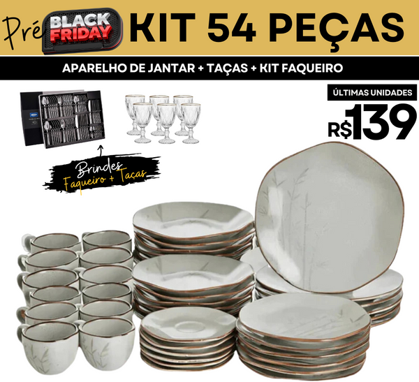 [PRE BLACK FRIDAY] 54 Peças Aparelho de Jantar em Porcelana Conjunto de Luxo Oxford®