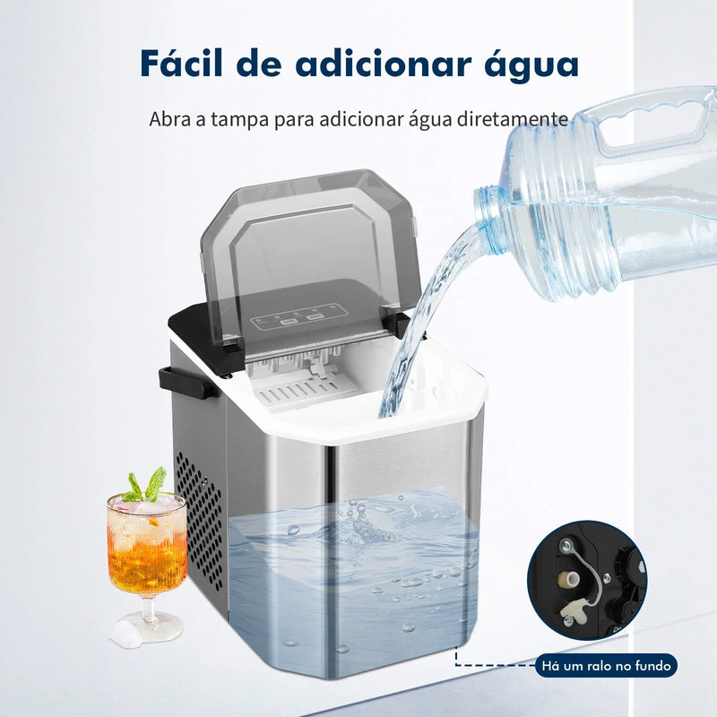 Smart Ice - Máquina de Gelo Portátil EUHOMY 12kg - Compacta, Silenciosa e Rápida