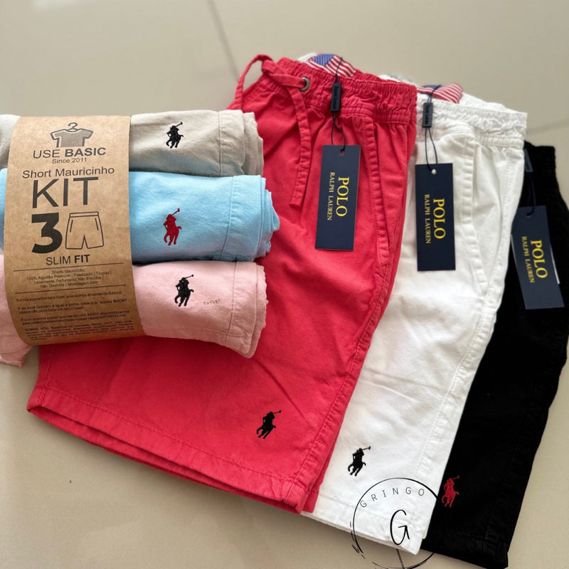 Kit 5 Shorts Masculinos Bermudas Sarja Brim Coloridas Alta Qualidade