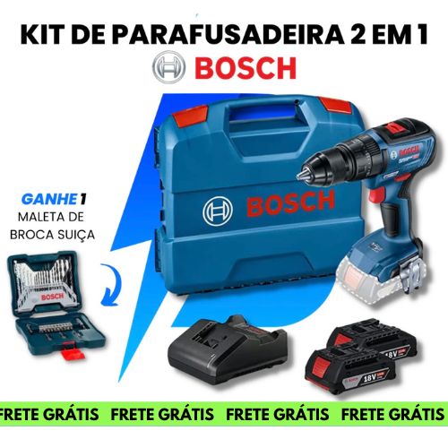 Parafusadeira Furadeira Bosch GSB 18V-50 com 2 baterias, 1 carregador + Brinde