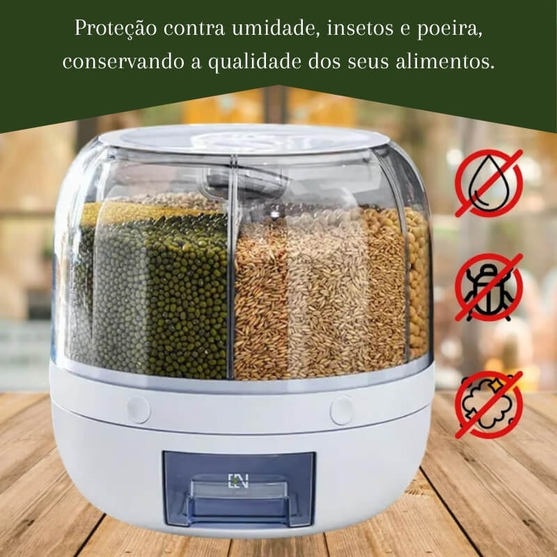 Dispenser De Alimentos Giratório 360 Graus Com 6 Divisões + Brinde HOJE