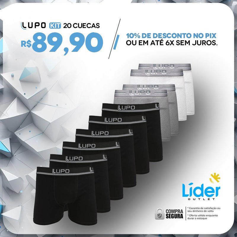 [ULTIMO DIA DE PROMOÇÃO] Kit 20 Cuecas Lupo 100% Algodão