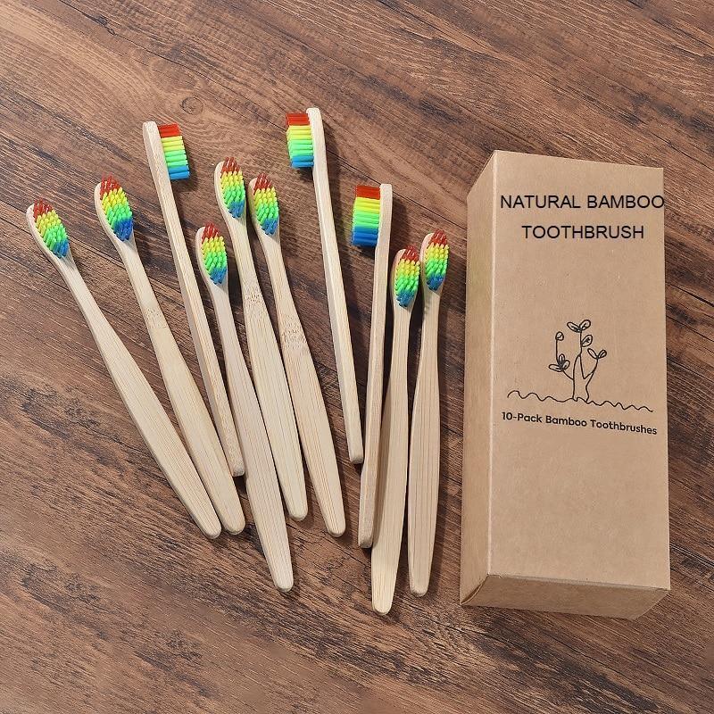 Escova de Bambu Ecológica Biodegradável - Kit com 10 peças